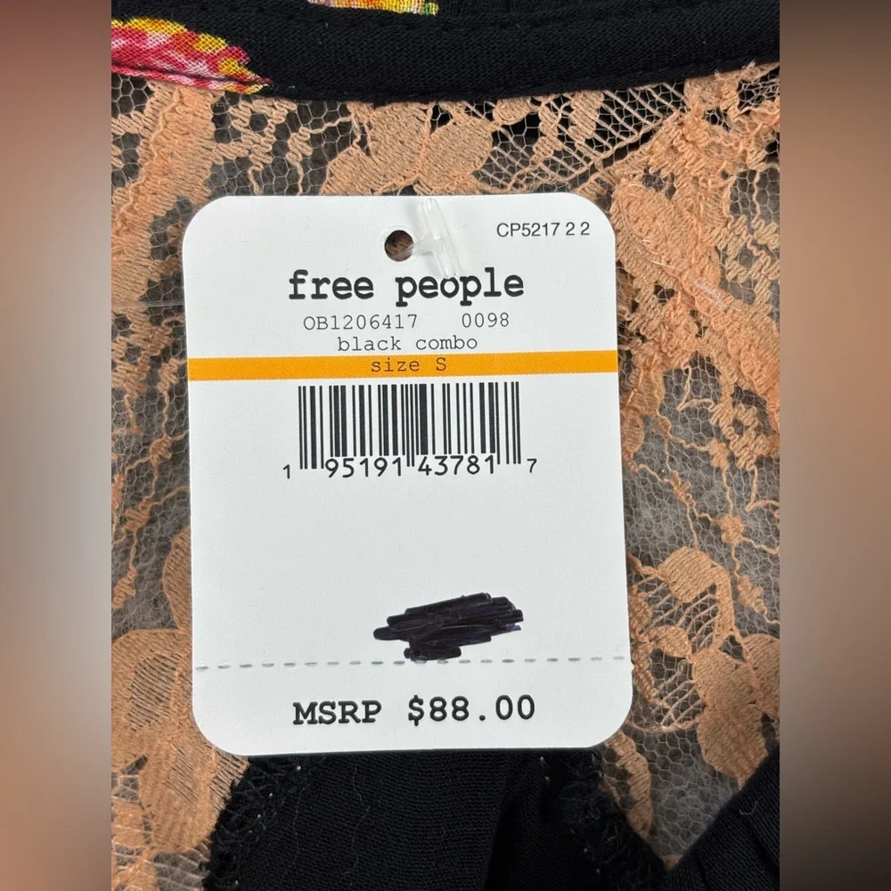 Free People |‎ Poppy Print Bodysuit | Black | Women’s Size Small